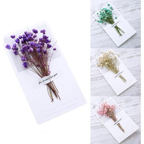 1pcs A Gift Card Wedding Invitations Greeting Cards Gypsophila Dried Flowers Handwritten Blessing Birthday Thank You Envelope
