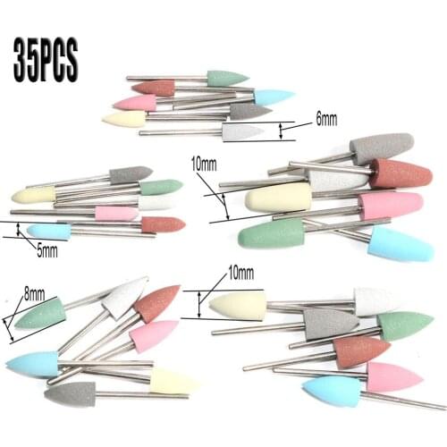 10pc/35pc Rubber Silicon Nail Drill Milling Cutter for Manicure Bit Flexible Polisher Machine Electric Nail File Art Tools