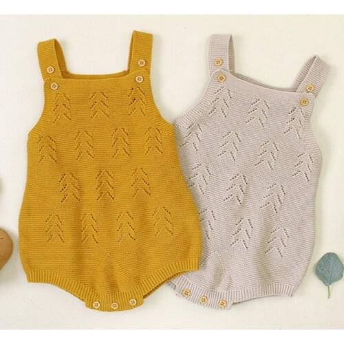 2020 Infant Baby Romper Newborn Baby Boy Girl Clothes Vest Rompers Baby Boys Girls Pure Color Knitted Braces Rompers