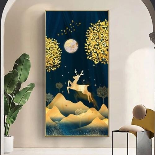Nordic Abstract Gold Leaf Canvas Painting Poster and Print Art Pictures Interior Living Room Bedroom Home Decor Wall Decoration