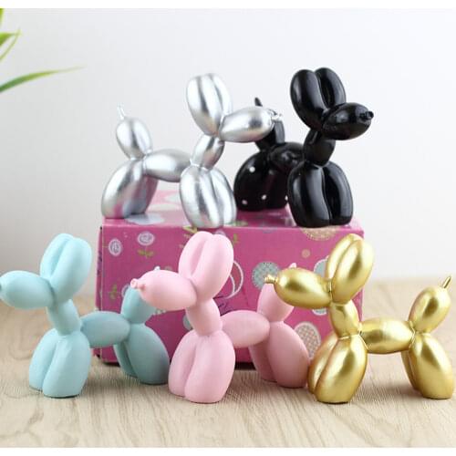 Resin Crafts Sculpture Cute Small Balloon Dog Party Accessories 5 Colors Desktop Ornament Cake Dessert Decoration Ornaments