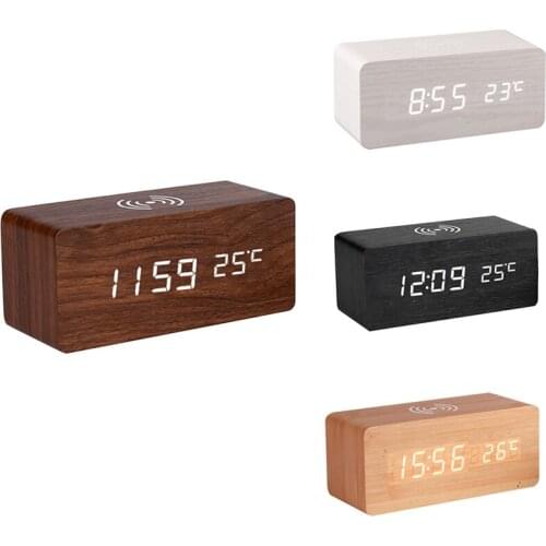 Alarm Clock with for Qi Wireless Charging Pad for iPhone Sound Control