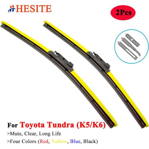 2Pcs Colored Boneless Wiper Blade For Toyota Tundra 2001-2017 Black Red Yellow Blue Windscreen Winter Wipers With Natrual Rubber