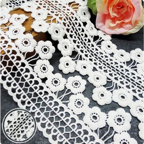 GXINUG 1 yard Water Soluble Plum Flower Lace Trim Ribbon Dress Applique Embroidered DIY Sewing Craft