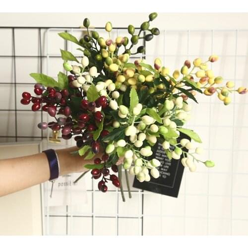 1Pcs Artificial Olive Bean Branch False Plant Bouquet DIY Wedding Birthday Party Family Room Wreath Decoration