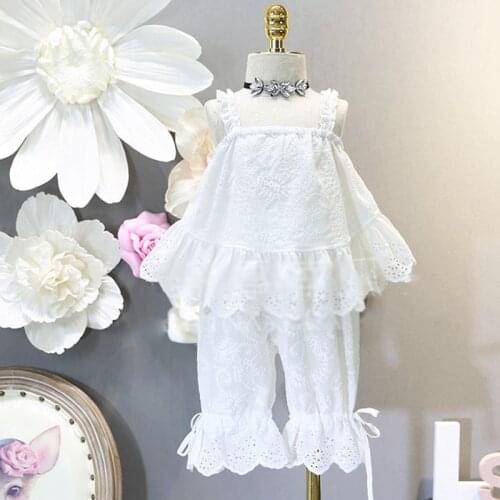 Girls Suit Flower Sling Top Plus Middle Pants 2021 Summer New Fashion ChildrenS Clothing Sets