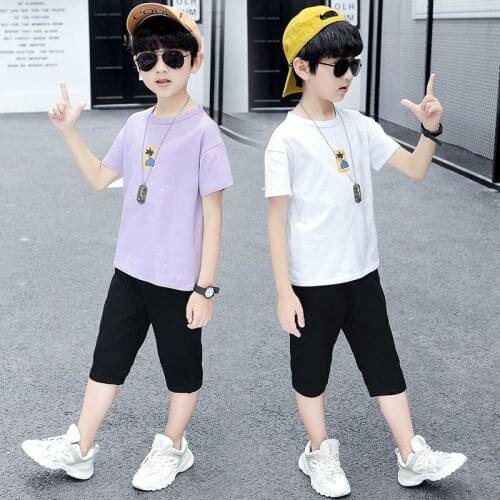 Boys Suit Childrens Printing Short-sleeve Summer Two-piece Set Kids Clothes