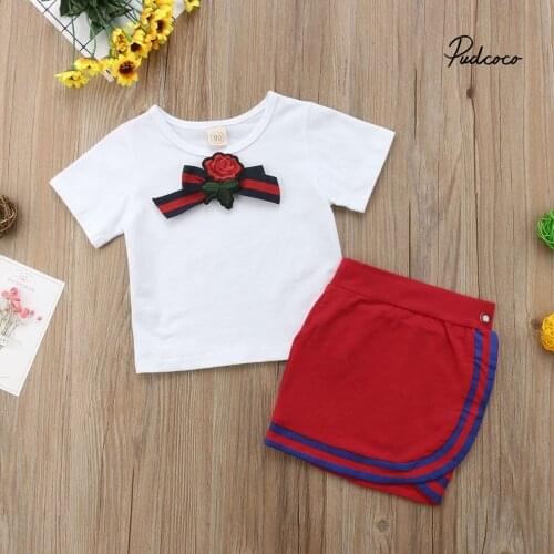 Hot Sale 2019 Summer Style Children Clothing Sets Tops + Skirt 2Pcs Set Boys Girls Causal Suit Kids Clothes Drop shipping