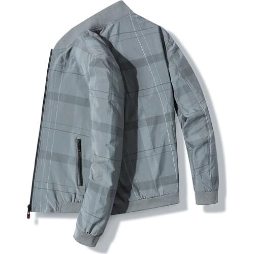 Mens Plaid Jakcet Plus Size Casual Baseball Jackets Men Windbreaker 2021 Spring Autumn Fashion Business Coats Mens Clothing 7XL