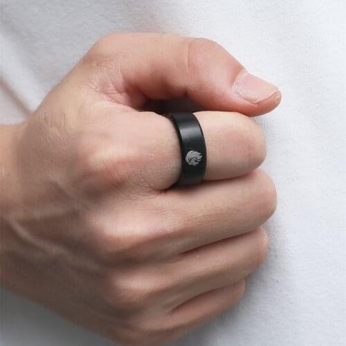 MOREDEAR 8mm Titanium Lion Ring For Men and Women