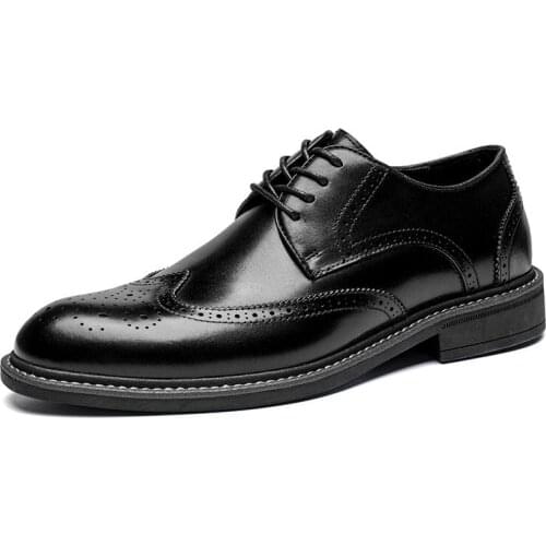 Genuine Leather Brogues Men Platform Shoes 2021 Elegant Carving Soft Bottom Wedding Shoes Man Handmade Footwear Zapatos Hombre