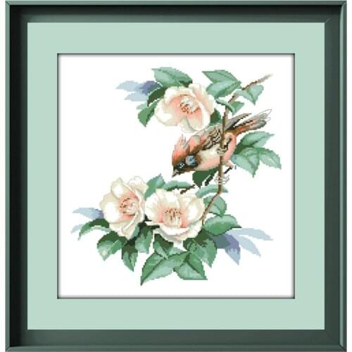 Flowers and bird fabric sewing craft kit aida fabric 18ct 14ct 11ct counted white cloth cotton thread cross stitch wall hangings