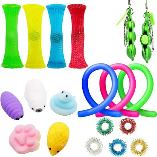 20pcs/Pack Fidget Sensory Toy Set Stress Relief Toys Anxiety Relief Stress Pop Magic Pea Pods Decompression Toys For Kids Adult