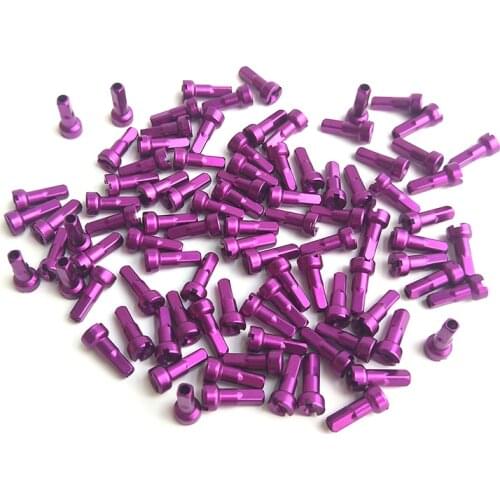 Primwon MV Spoke Purple Nipple Aluminum Alloy 14G 2.0 14mm Ultralight Bike Nipples Round Head for MTB ROAD Bike Wheels