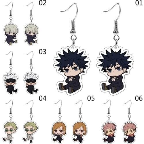 2021 New Anime Jujutsu Kaisen Dangle Earring Cute Handamde Acrylic Hook Earring Epoxy Jewelry Earrings Gifts Fan