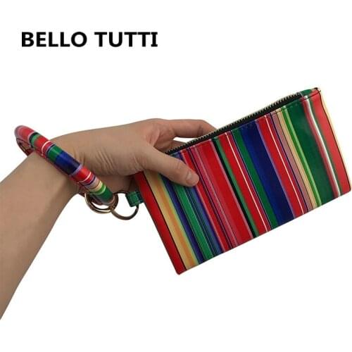 BELLO TUTTI 2021 Original New Women PVC Bracelet Wallets Key Ring Money Change Phone Bags Fashion Girl Coin Purse Card&ID Holder