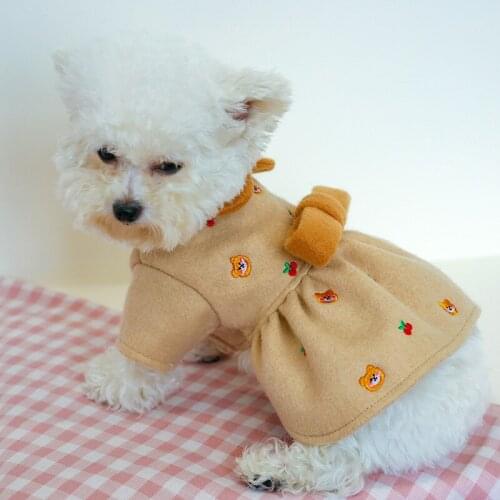 Autumn and Winter New Thicken Dog Dresses Pet Cat Warm Clothing Cute Dog Skirt Dog Dresses for Small Dogs Pet Clothes