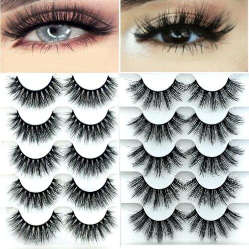NEW 5 Pairs 24 Styles 3D Faux Mink Hair Soft False Eyelashes Fluffy Wispy Thick Lashes Handmade Soft Eye Makeup Extension Tool