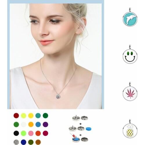 12mm Stainless Steel Diffuser Locket Pendant Essential Oil Aroma Perfume 10pads Fit Necklace Earring Collar Bracelet Women Kids