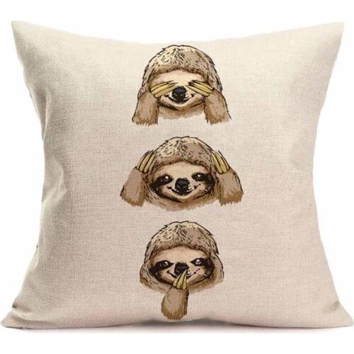 Creative Animals Rules: See No Evil, Hear No Evil and Speak No Evil Cotton Linen Throw Pillow Case Cushion Cover Home Office D