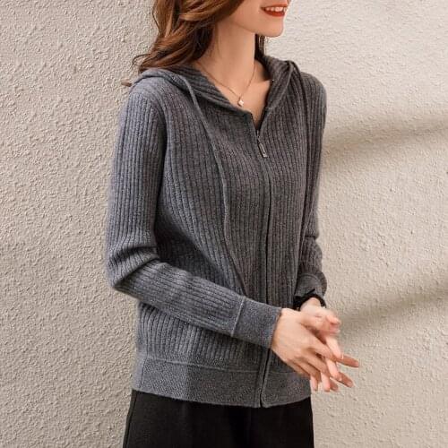 100% Wool Knitted Pullovers Women Knitwears Pullover Cardigans Soft Thicker Warm Sweaters Ladies Long Sleeve Jumpers