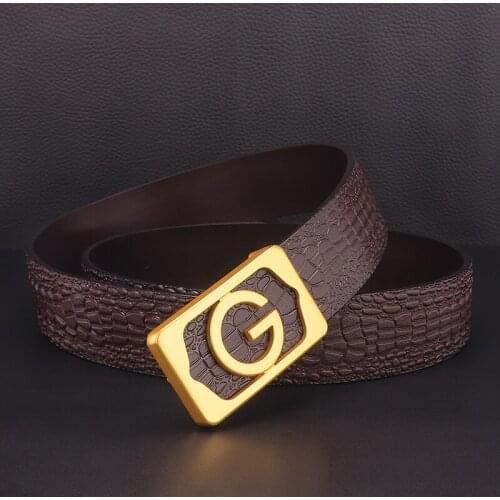 High quality designer belts men fashion G letter luxury famous brand genuine leather belt jeans formal Cowskin black Waist Strap