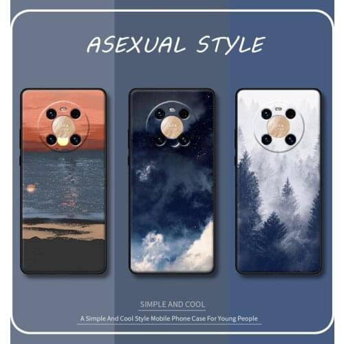 Luxury Coque For Huawei Mate 40 Pro Cases Cover Mate 20 Lite Phone Case Mate10 Lite Capa Sun Forest Matte Soft Couple Back Cover