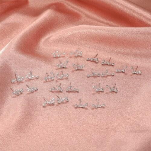 Simple Style 12 Constellations Zircon Stud Earrings For Women Girls Fashion Cute Zodiac Star Ear Jewelry Party Gifts