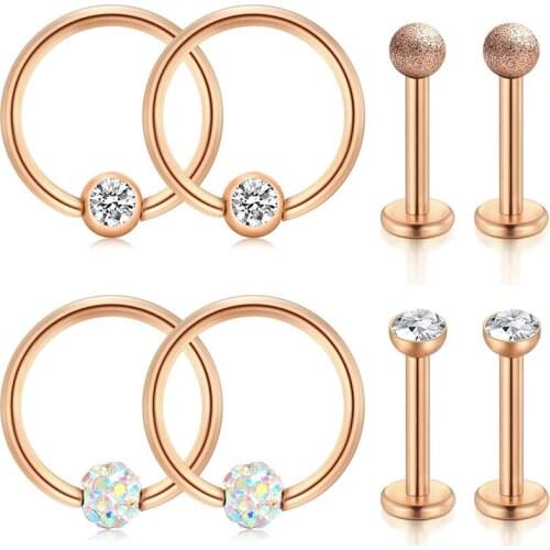 Cartilage Tragus Earrings 16G Stainless Steel Labret Monroe Medusa Lip Ring Rook Helix Earring Stud Barbell Piercing Jewelry