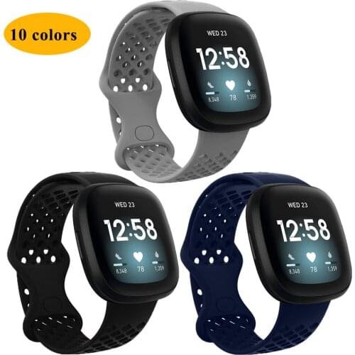 Silicone Breathable Sports Watchband for Fitbit Versa 3 Strap Women Men S/L Bracelet Wristband belt for Fitbit Sense Accessories