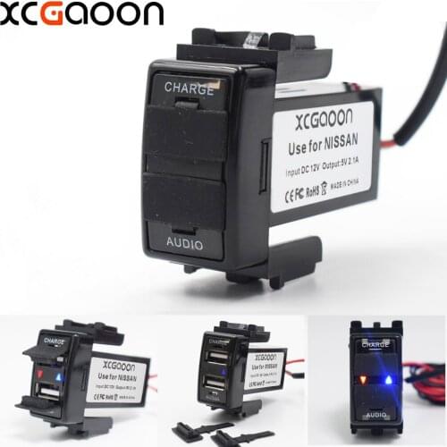 XCGaoon Special Dedicated 5V 2.1A Car USB Interface Socket Charger Adapter and USB Audio input Socket for NISSAN