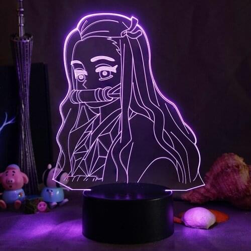 Demon Slayer Led Anime Lights USB Remote 3D Manga Figure Indoor Lighting Kids Gift Table Lamp for Home Bedroom Decor Nightlight