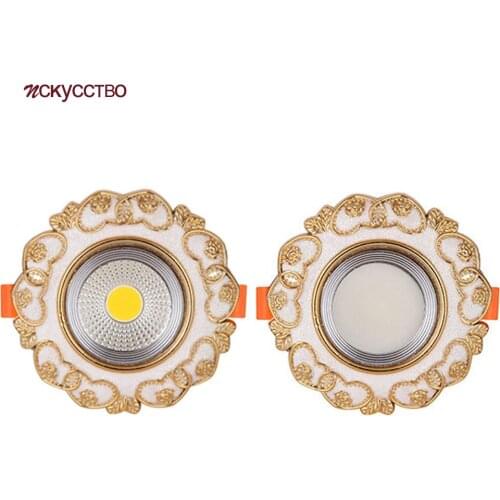 European Luxury Golden Lace 7.5 Cm BullS Eye Downlight 3W 5W 7W Embedded Lamp Villa Corridor Indoor 220V 110V Lighting Fixtures