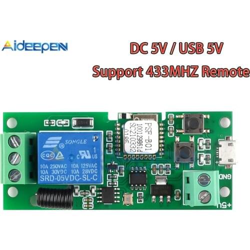 EWeLink Smart Remote Control Wireless Wifi Switch Relay Module 1CH DC 12V 24V 5V USB 5V Support 433MHZ Remote App Control