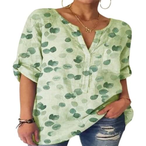 Women t-shirt fashion Casual Tops Elegant Pullover Floral Print V Neck Women Half Sleeve All Match Women t-shirt Streetwear 2021