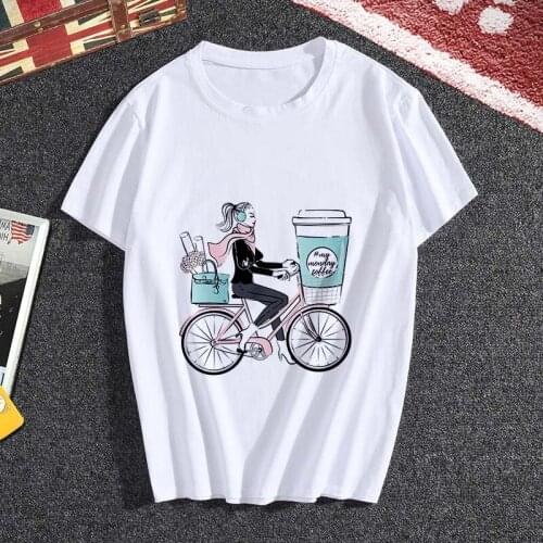 My Monday coffee T shirt Women personality Tshirt Harajuku aesthetics New summer Thin Section White Tops Female T-shirt clothing