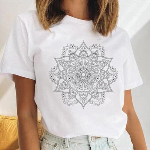 Women Vintage Flower 2021 Beach Lovely Fashion Female Clothes Tees Tshirt Cartoon Tops Print Ladies Graphic T-Shirt