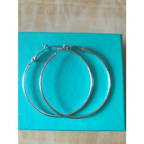 2019Women 100% N925 Silver color Hoop Earring 40/50/60mm Round Circle Gifts Box Packing Simple - Hoop Earrings e951