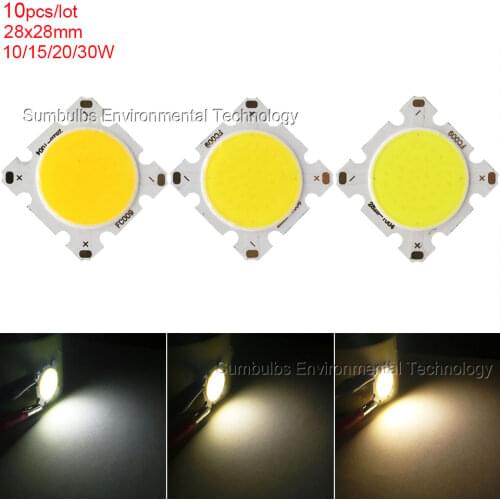 10pcs/lot 28mm Square Round LED COB Chip Lighting Source 10W 15W 20W 30W 36-40V for Downlight Tube Light Ceiling Lamp