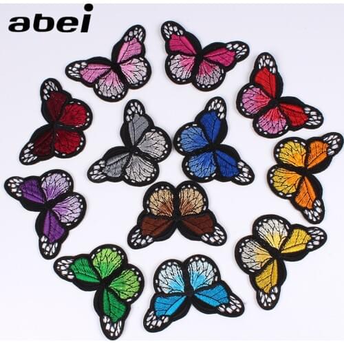 12pcs/lot DIY Clothing Butterfly Patch Iron On Embroidery Animal Stickers for Shirts Dress Handmade Patchwork Craft Sewing Badge