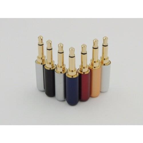 2pcs Copper Gold Plated 3.5mm mono Mini Jack Plug soldering connector