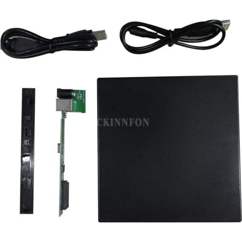 200Pcs/Lot Portable USB 2.0 DVD CD DVD-Rom SATA External Case Slim for Laptop Notebook