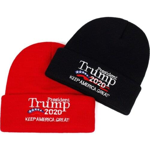 2019 new Winter Hat Women Men Unisex Casual Letter 2020 Donald Trump Red Re-Electio USA Flag New Cap Cotton Skullies Beanies