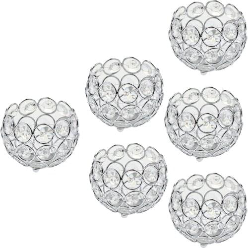 6 Pieces Crystal Candle Holder Home Banquet Candlestick Table Centerpiece