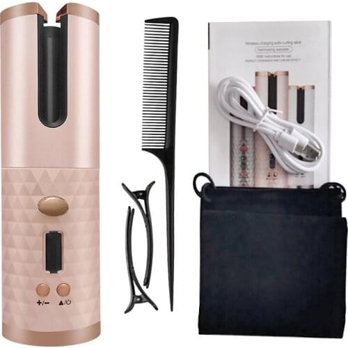 Cordless Auto Rotating Ceramic Hair Curler USB Rechargeable Automatic Curling Iron LED Display Temperature Wave Curler Rollers