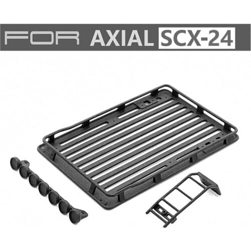 Luggage Rack Spotlight Ladder Set for Axial SCX-24 1/24 RC Car Durable Roof Rack Luggage Carrier Spotlights Ladder Modification