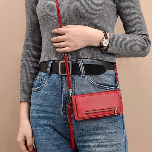 PU Leather Crossbody Card Holder Flip Case for iPhone 7 8 6s plus SE X XR XS 11 PRO MAX Neck Shoulder Strap Zipper Wallet Cover