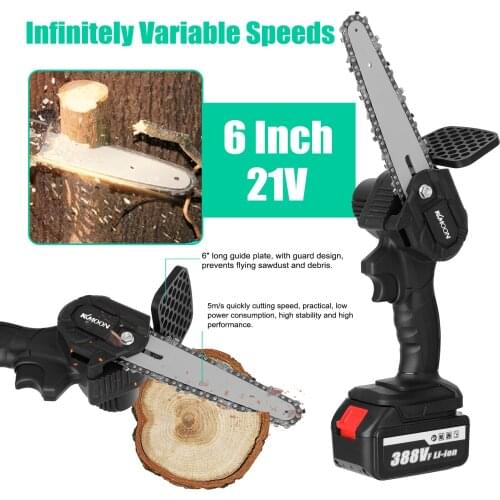 388VF 21V Electric Chainsaw Pruning ChainSaw Saw Spliting Brush Motor One-handed Woodworking Power Tool for Garden With Battery