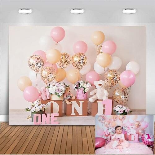 Photography backdrop 1st birthday party balloons photozone birthday photo shoot newborn background birthday photocall pictures