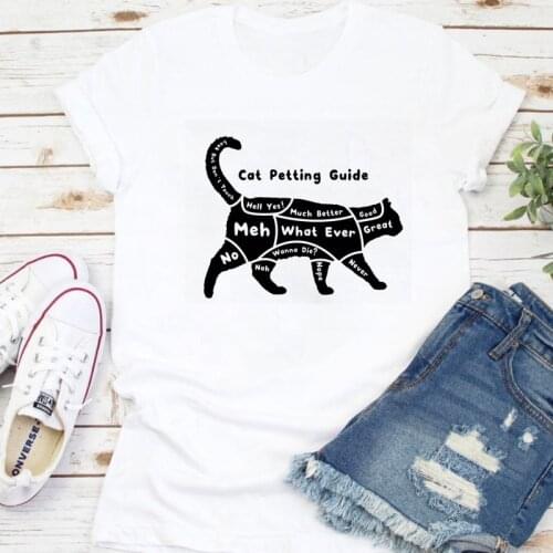 Cat Petting Guide T-shirt Funny Cat Mom Gift Tshirt Aesthetic Women Hipster Animal Kitten Top Tee Shirt